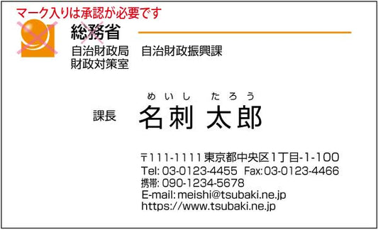 総務省名刺 ゴシック体・カラー表Type2 【100枚】