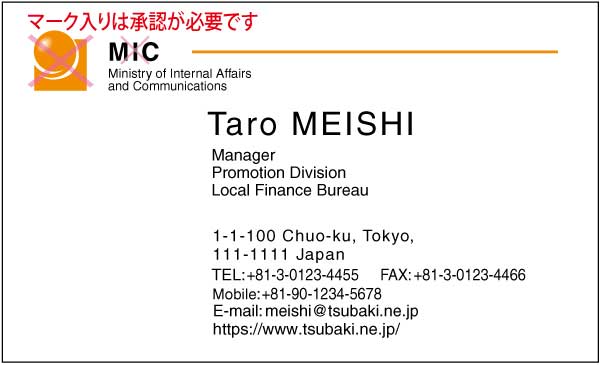 総務省名刺 ゴシック体・カラー表Type2 【100枚】