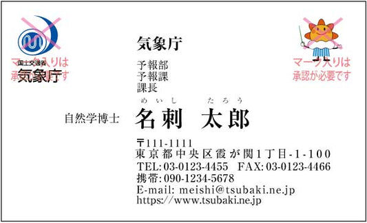 気象庁名刺 明朝体・カラー表Type4 【100枚】