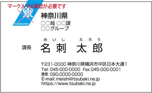 神奈川県庁名刺 ゴシック体・カラー表Type2 【100枚】